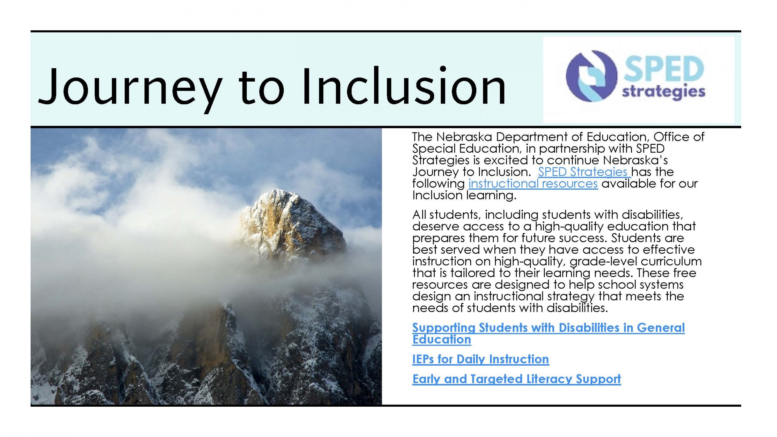 SPED Strategies has the following instructional resources available for our Inclusion learning
