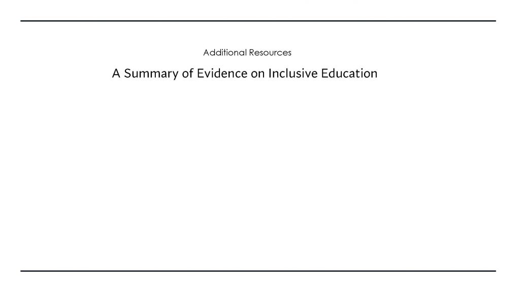 A Summary of Evidence on Inclusive Education